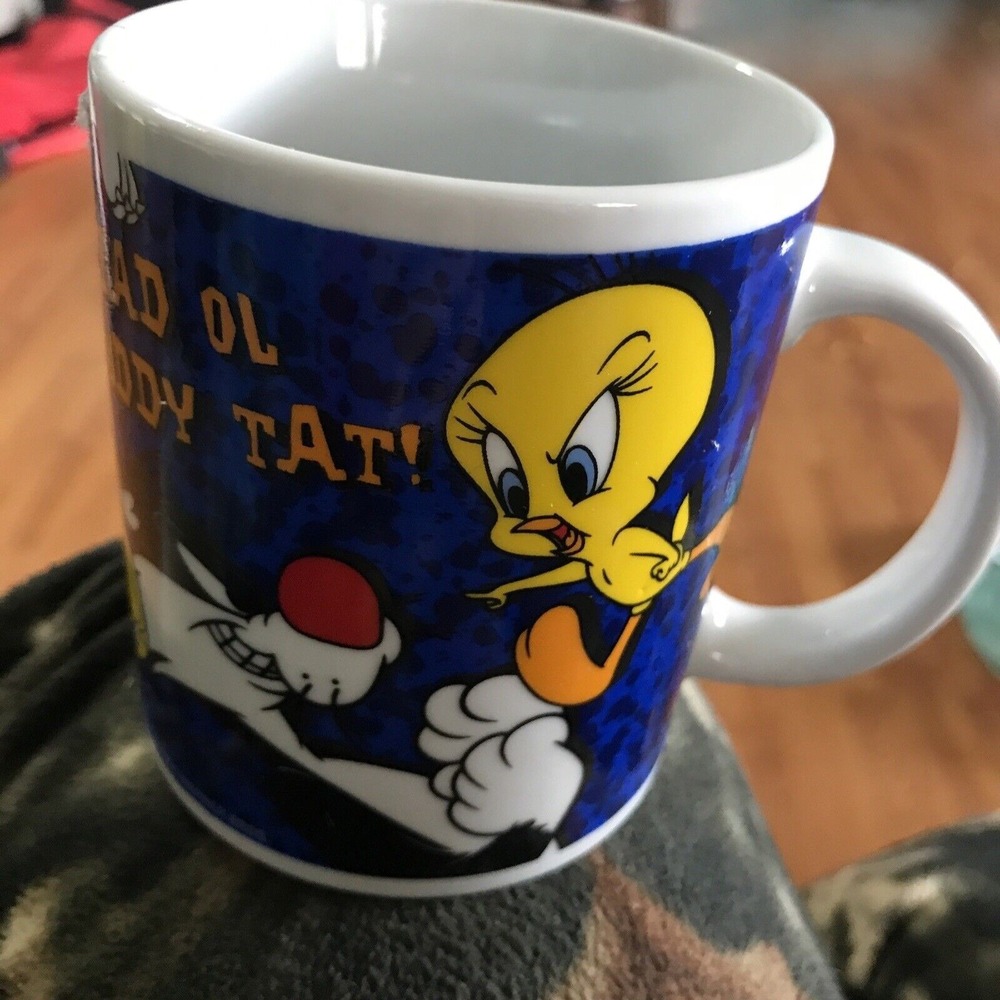 1998 Looney Tunes Tweety Bird & Sylvester Cat Coffee Mug Warner Bros Cup